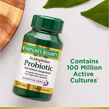 Nature's Bounty Acidophilus Probiotic, Daily Probiotic Supplement, Supports Digestive Health, 1 Pack, 120 Tablets