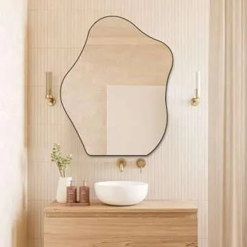 QDSSDECO Asymmetrical Wall Mounted Mirror, Wavy Mirror, Irregular Shaped for Living Room, Bedroom, Entryway, 18" x22"
