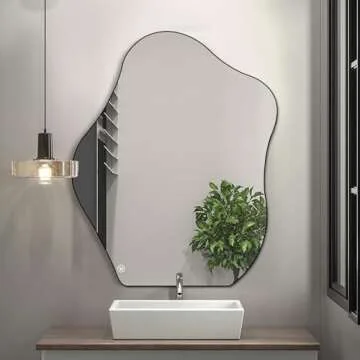 QDSSDECO Asymmetrical Wall Mounted Mirror, Wavy Mirror, Irregular Shaped for Living Room, Bedroom, Entryway, 18" x22"