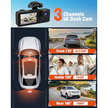 4K Full HD Triple Dash Camera for Cars