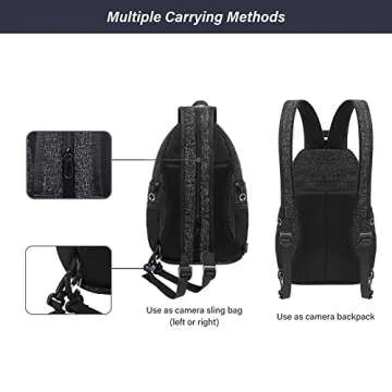 MOSISO Camera Bag Sling Backpack, DSLR/SLR/Mirrorless Photography Waterproof Camera Case Crossbody Shoulder Bag with Tripod Holder&Rain Cover&Shoulder Straps Compatible with Canon/Nikon/Sony, Black