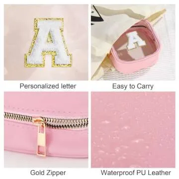 YOOLIFE Mini Initial Makeup Bag | Stylish Travel Toiletry Bag