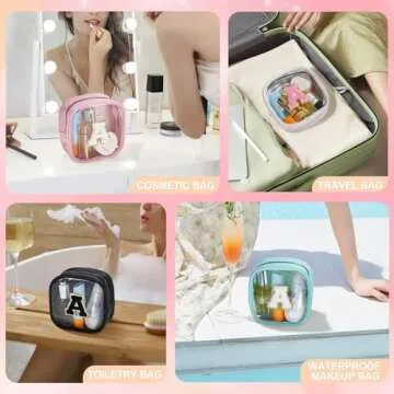 YOOLIFE Mini Initial Makeup Bag | Stylish Travel Toiletry Bag
