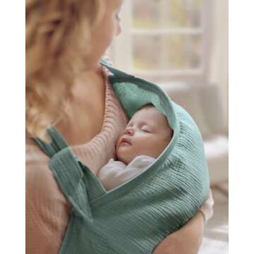 Blissful Diary Muslin Nursing Cover for Breastfeeding, Breathable Breastfeeding Cover up with Arch Neckline for Women, Nursing Apron (Roman Green)