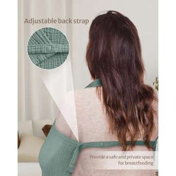 Blissful Diary Muslin Nursing Cover for Breastfeeding, Breathable Breastfeeding Cover up with Arch Neckline for Women, Nursing Apron (Roman Green)