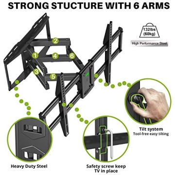 USX Mount Full Motion TV Wall Mount for 37-86 Inch TVs