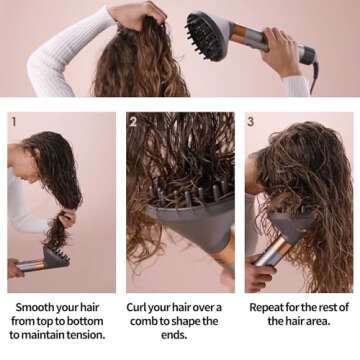 BVACUMHEAD Upgraded Diffuser Attachment for Dyson Airwrap Styler - Converts to Hair Dryer Diffuser Nozzle, 973365-01, Grey