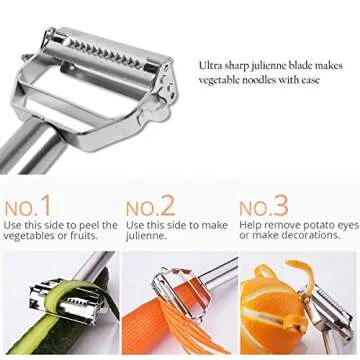 Dual Julienne & Vegetable Peeler with Cleaning Brush