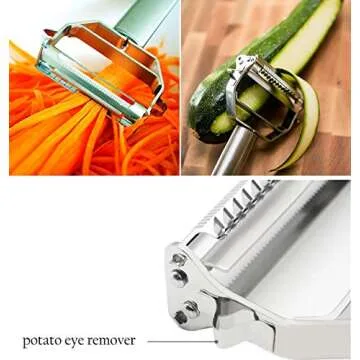 Dual Julienne & Vegetable Peeler with Cleaning Brush