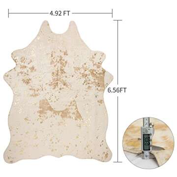 J.THBRO Faux Cowhide Rug Faux Fur Rug Animal Shaped Area Rug Cow Print Area Rug for Living Room Home...