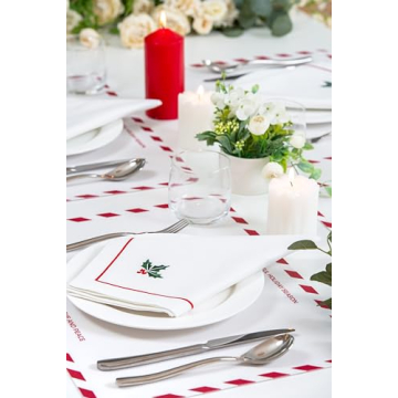 Hofdeco Premium Christmas Holiday Placemats, Set of 4, Water Oil Proof Vegan Leather Place Mats for Dining Table, Candy Cane Border, Red, 14"x19"