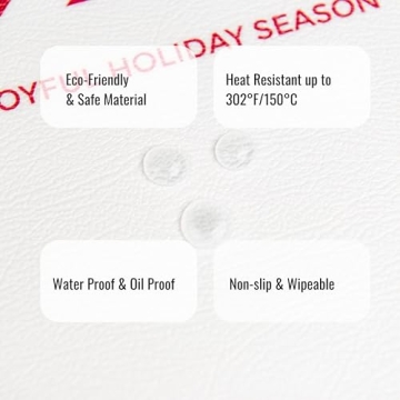 Hofdeco Premium Christmas Holiday Placemats, Set of 4, Water Oil Proof Vegan Leather Place Mats for Dining Table, Candy Cane Border, Red, 14"x19"