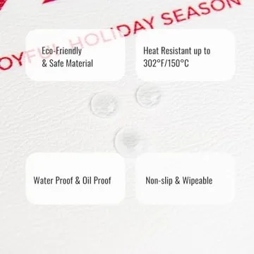 Hofdeco Premium Christmas Holiday Placemats, Set of 4, Water Oil Proof Vegan Leather Place Mats for Dining Table, Candy Cane Border, Red, 14"x19"