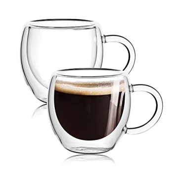 Premium Double Wall Insulated Espresso Cups Set of 2 - Microwave & Dishwasher Safe