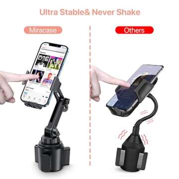 Miracase Universal Cup Phone Holder for Car, [Upgraded Version] Adjustable Long Neck Car Cup Holder ...