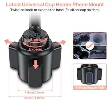 Miracase Universal Cup Phone Holder for Car, [Upgraded Version] Adjustable Long Neck Car Cup Holder Phone Mount Cradle Friendly Compatible with iPhone Samsung Google and All Smartphones, Pink