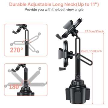 Miracase Universal Cup Phone Holder for Car, [Upgraded Version] Adjustable Long Neck Car Cup Holder Phone Mount Cradle Friendly Compatible with iPhone Samsung Google and All Smartphones, Pink