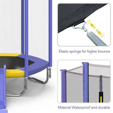 Merax 7FT Kids Trampoline with Slide and Enclosure Net