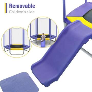 Merax 7FT Kids Trampoline with Slide and Enclosure Net