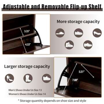 KUMIUNION Shoe Storage Cabinet with 3 Adjustable Drawers