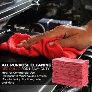 SIMPLI-MAGIC 79141 Shop Towels 14"x12", Pack of 150, Red