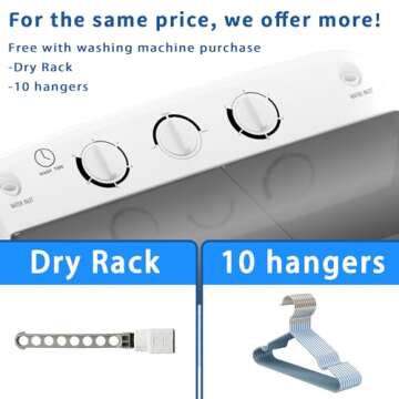 Sportpulse Portable Washing Machine, Mini Twin Tub 18lbs Capacity Washing Machine, 11lbs Washer & 7lbs Spinner, Small Laundry Washer with Time Control for Camping, Apartments, RV (Black, 18lbs)