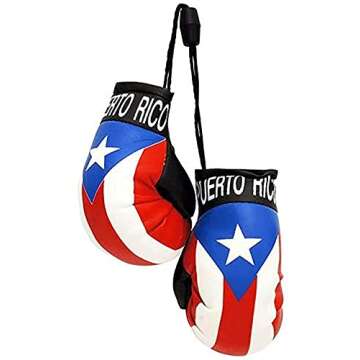 Puerto Rico Flag Mini Boxing Gloves - Car Mirror Accessory