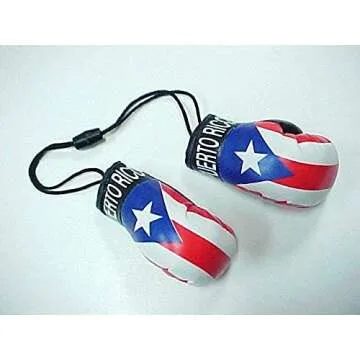 Puerto Rico Flag Mini Boxing Gloves for Car Mirror