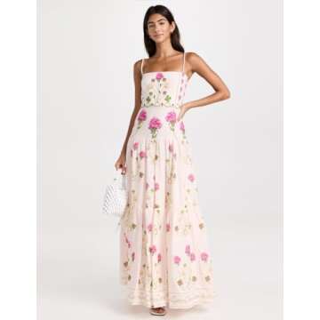 Jardinvue Beige Floral Elegant Dress - Stunning Maxi Slip Dress for Spring Events