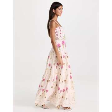 Elegant Jardinvue Beige Floral Maxi Dress for Women