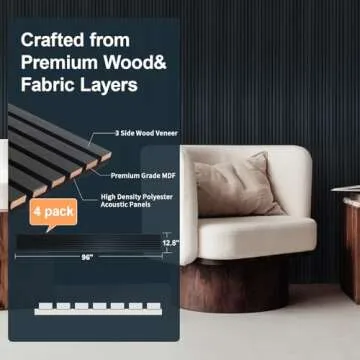 NeatiEase Wood Slat Wall Panels - Elegant Soundproof Acoustic Panels in Black