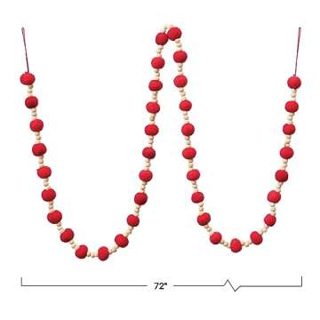 Creative Co-Op 72" Wool Felt Ball Garland for Every Occasion