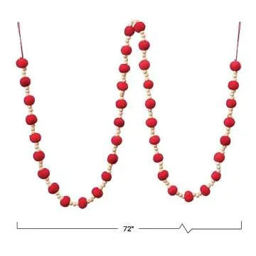 Creative Co-Op 72" Wool Felt Ball Garland for Every Occasion