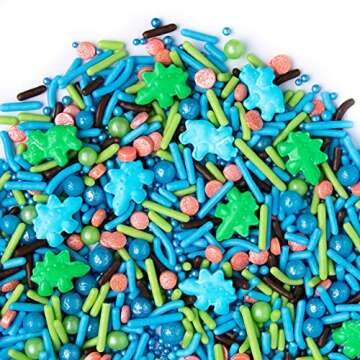 Sweets Indeed - Holiday Sprinkle Mix - Christmas Sprinkles for Baking - Holiday Cupcake and Cake Topper - Gingerbread Houses - Cake Decorating (Dinosaur)