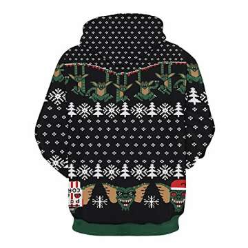 Grace's Secret Couple 3D Santa Print Ugly Christmas Kangaroo Pocket Sweatshirt Hoodies Pullover Elf XXL