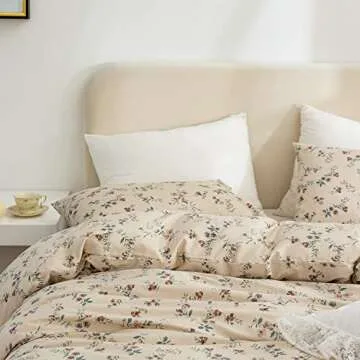 Floral Cotton Twin Duvet Cover, 100% Soft Cotton 3 Pieces Twin Flower Bedding Set for Girls, Vintage Chic Garden Style Floral Pattern Printed Cotton Twin Duvet Covers, with Zipper Closure