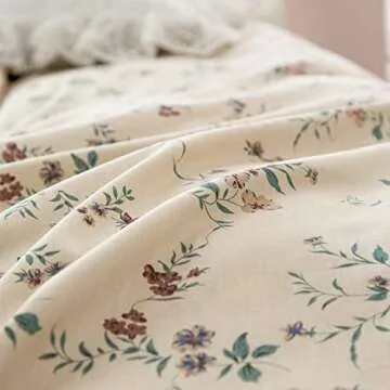 Floral Cotton Twin Duvet Cover, 100% Soft Cotton 3 Pieces Twin Flower Bedding Set for Girls, Vintage Chic Garden Style Floral Pattern Printed Cotton Twin Duvet Covers, with Zipper Closure
