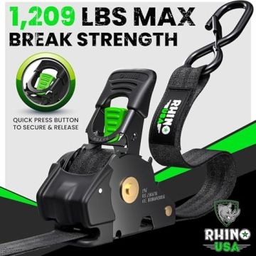 Heavy Duty Retractable Ratchet Straps - 10ft