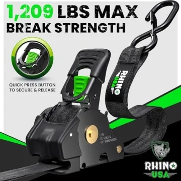 Heavy Duty Retractable Ratchet Straps - 10ft