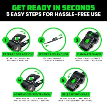 Heavy Duty Retractable Ratchet Straps - 10ft