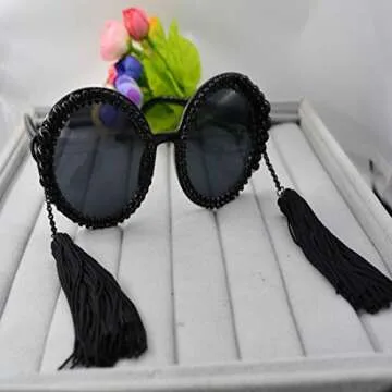 Stylish Colygamala Fringed Rhinestone Sunglasses for Women