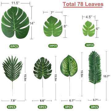 Vibrant 78 Piece Tropical Leaf Set for Party & Home Decor