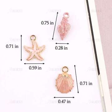AUEAR, 30 Pack Ocean Starfish Conch Seashell Metal Gold Plated Enamel Charms Pendants for DIY Jewelr...