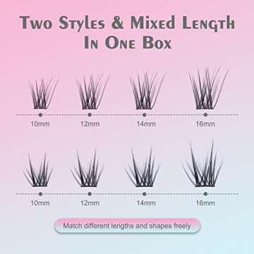 DF Cluster Lashes 144 Pcs D Curl Individual Lash Clusters 10-16mm Mixed DIY Lash Extensions Soft Volume Individual Lash Extensions Self-application DIY Lashes at Home - Rose 5