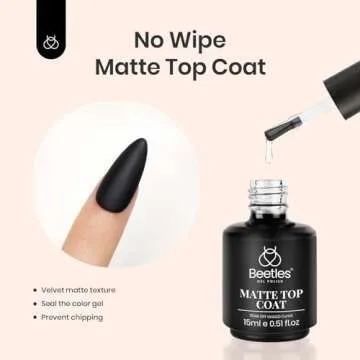 Beetles Matte Coat Top Coat 2 Pcs 15ml No Wipe Gel Glossy Matte Gel Top Coat Gel Nail Polish Matte Nail Polish Shine Effect Long Lasting Soak Off Uv LED Nail Lamp