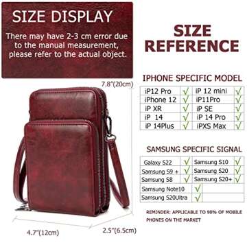 myfriday Small Crossbody Cell Phone Bags for Women, Leather Shoulder Handbags and Purses with 6 Card slots