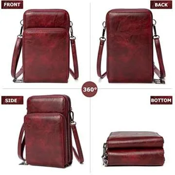 myfriday Small Crossbody Cell Phone Bags for Women, Leather Shoulder Handbags and Purses with 6 Card slots