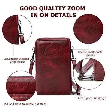 myfriday Small Crossbody Cell Phone Bags for Women, Leather Shoulder Handbags and Purses with 6 Card slots