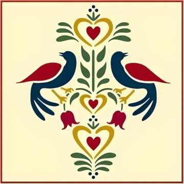 Folk Art Birds 2 Stencil Template - Reusable 8" x 9" Mylar for DIY Crafts and Home Décor
