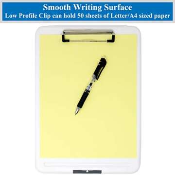 Think2Master Sturdy Plastic Storage Clipboard - Durable & Versatile